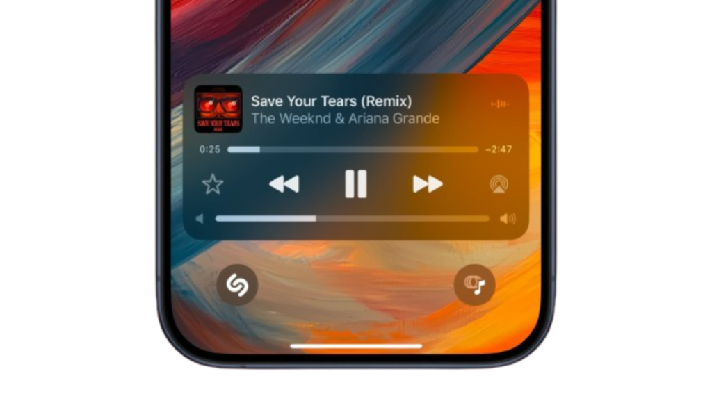 Lock Screen media player showing volume slider