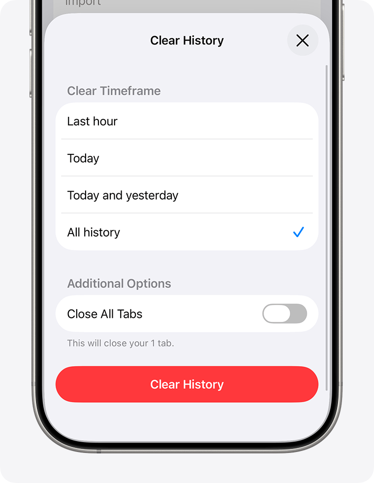 Clear Safari History and website data clear history settings