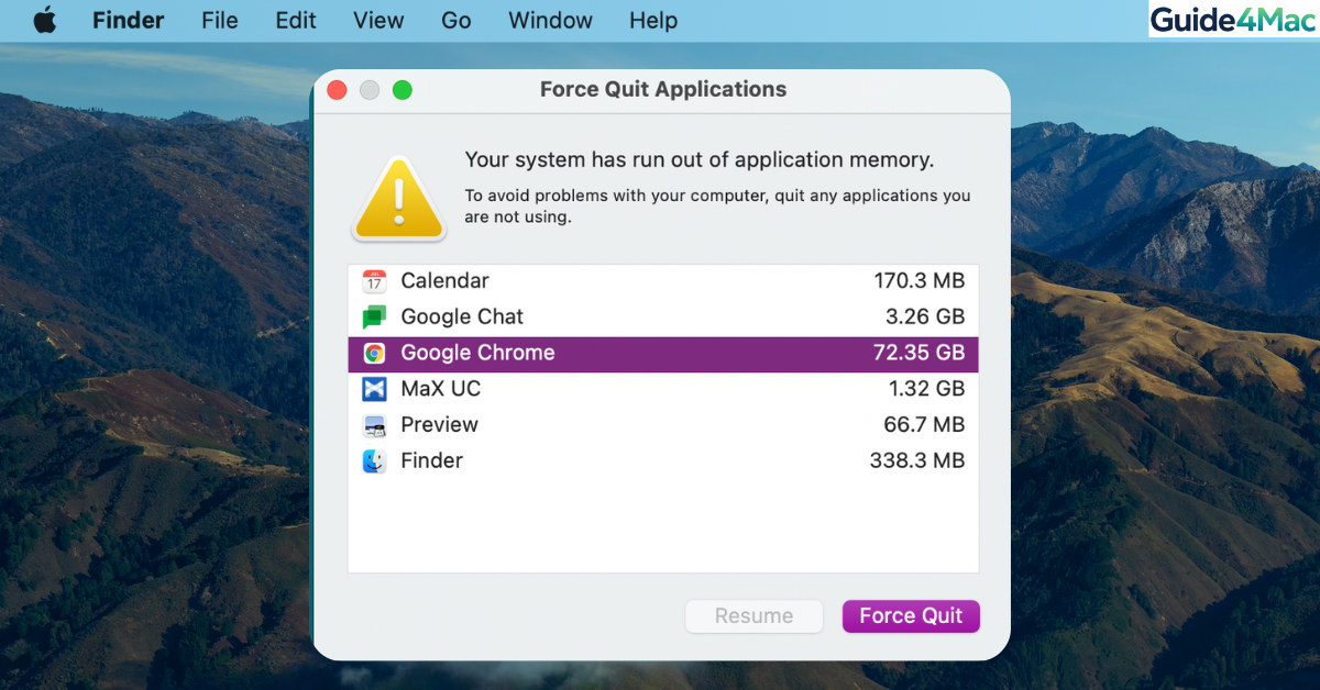 Your system has run out of application memory-error
