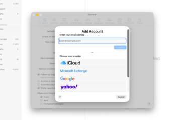 Add account screen in Mail app
