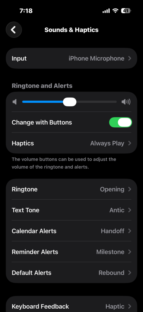 Adjust ringtone and alerts volume slider on iPhone