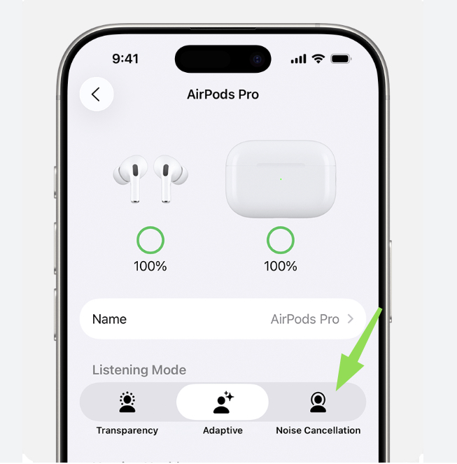 AirPods Pro noise control settings