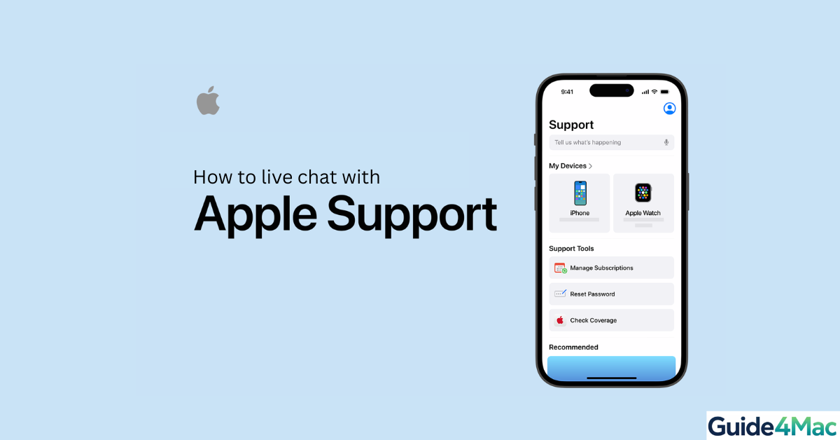 Official Apple Get Support website on an iPhone screen