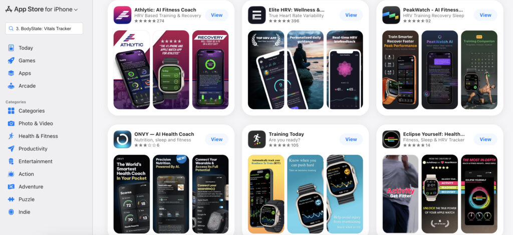 Store Apps for Apple Watch Body battery