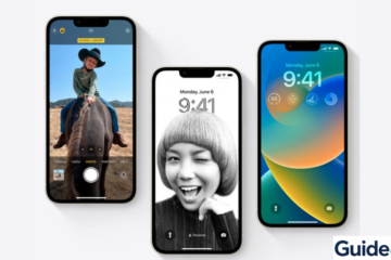 Three iPhones displaying different iOS Lock Screen interfaces including photo, portrait, and widget-based layouts.