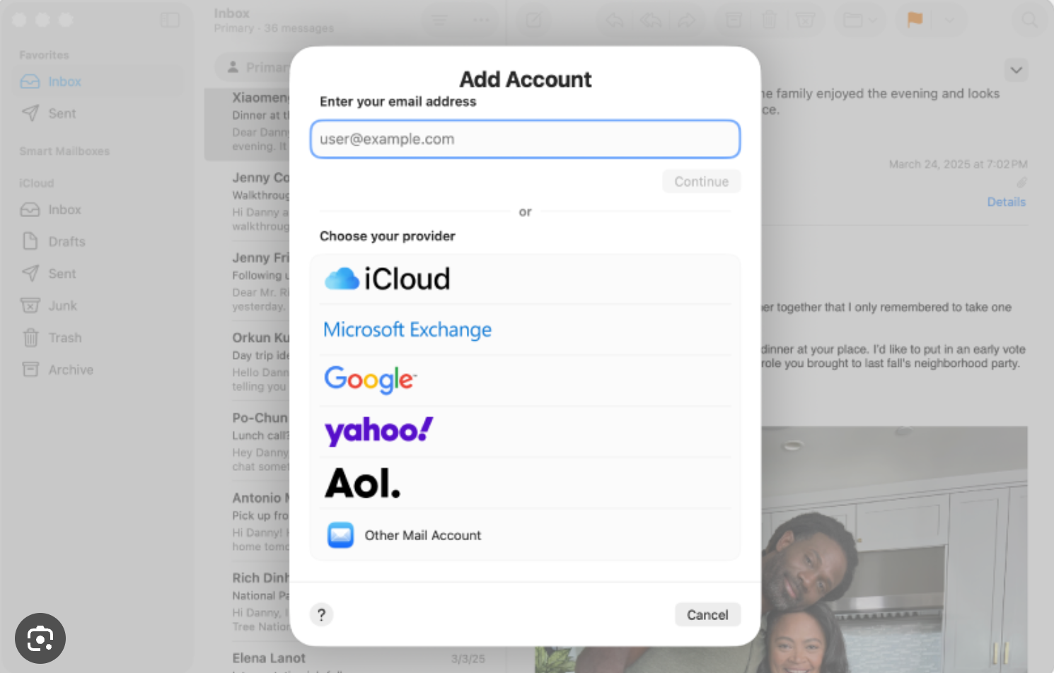 Choose Gmail provider when adding account on iPhone Mail