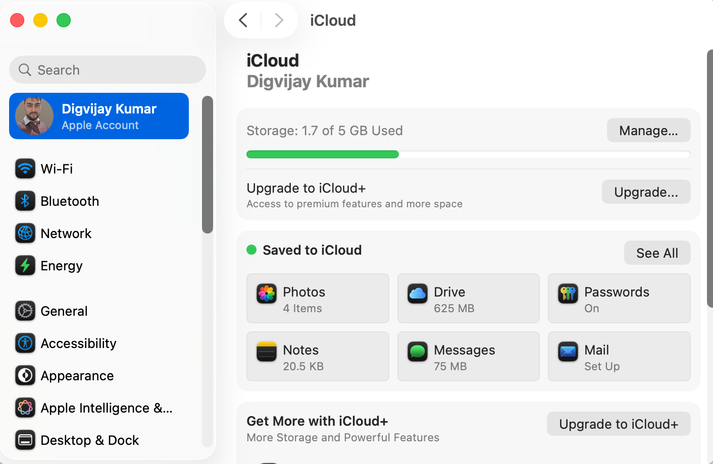 Enable iCloud Mail sync toggle