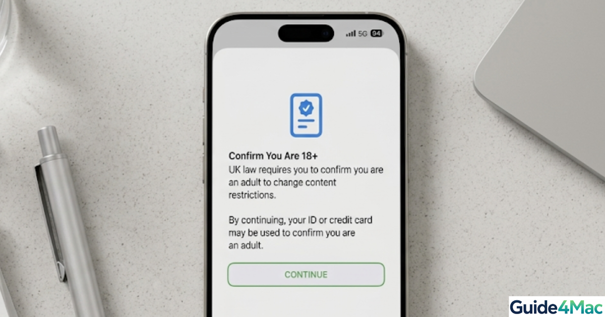iPhone showing iOS 26.4 age verification screen for Apple ID