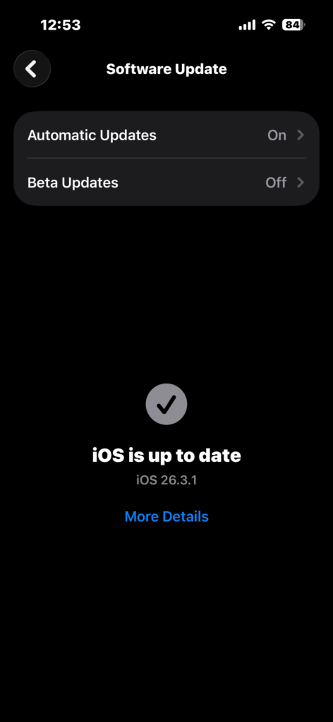 Checking iPhone software update status screen