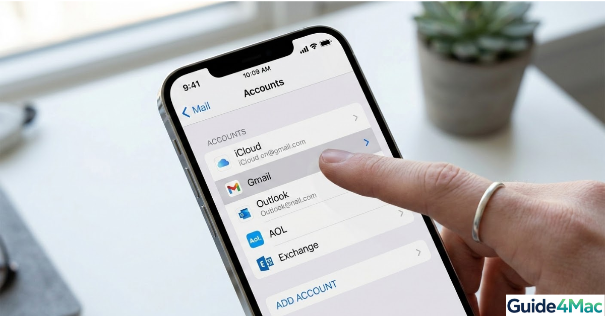 Change iPhone Mail accounts settings menu