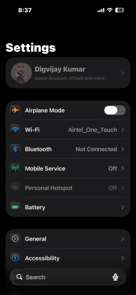 Open Bluetooth in iPhone Settings.