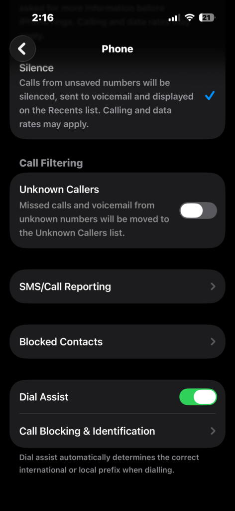 Open Phone settings on iPhone
