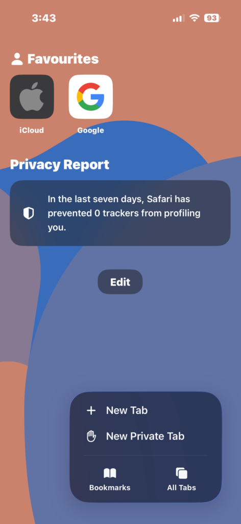 Opening Safari bookmarks menu with history tab option.