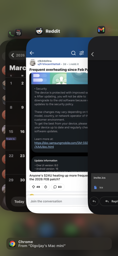 Opening app switcher view on iPhone to manage running apps
