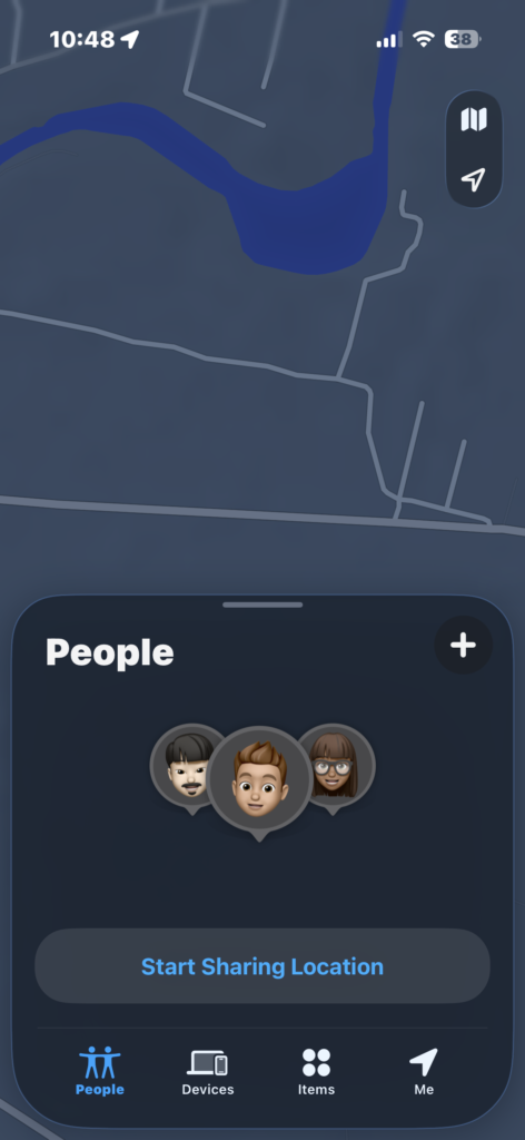 Opening the People tab in the Find My app.