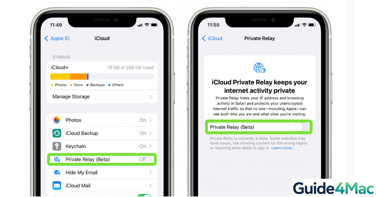 Safari browser privacy warning for iCloud Private Relay.