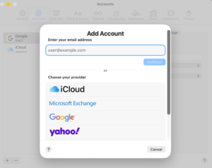 Select Microsoft Exchange from Mail account providers