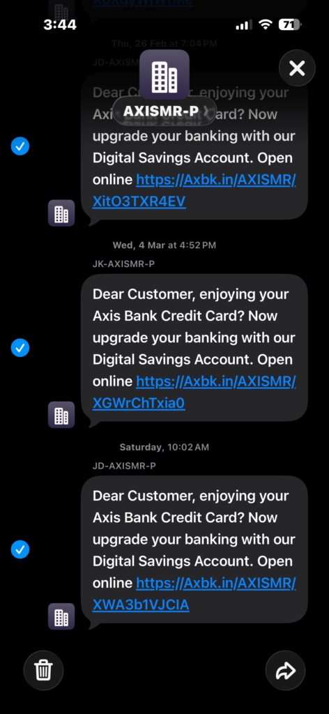 Select multiple messages in the conversation before deleting.
