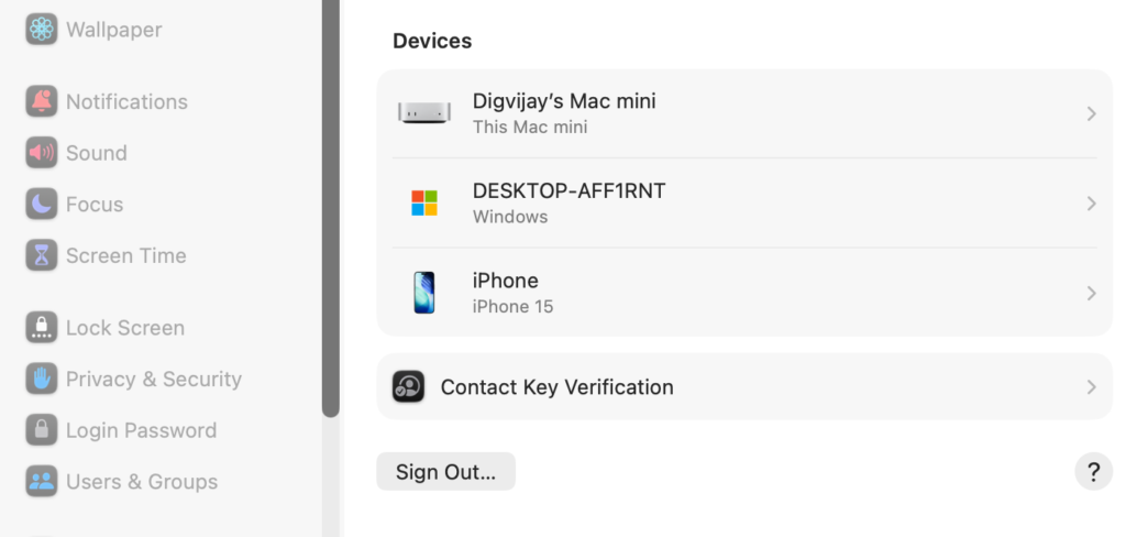 Sign out of Apple Account in macOS System Settings.