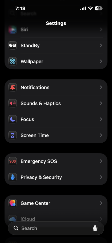 Tap sounds haptics in iPhone settings