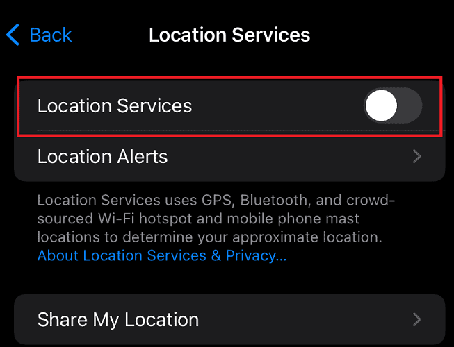 turn off location service