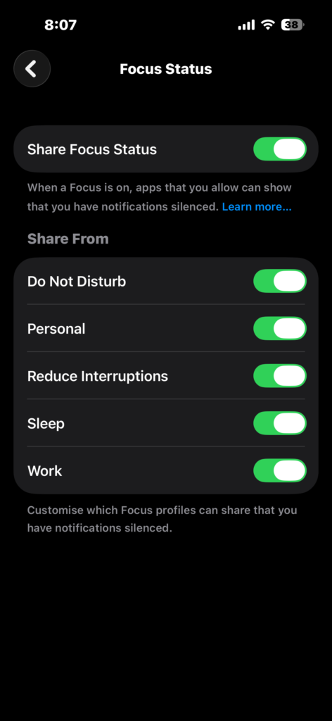Turn off Do Not Disturb option in iPhone