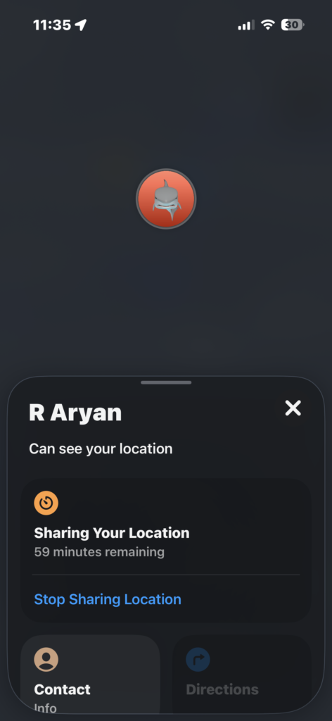 Viewing people who can see your location in the Find My app.
