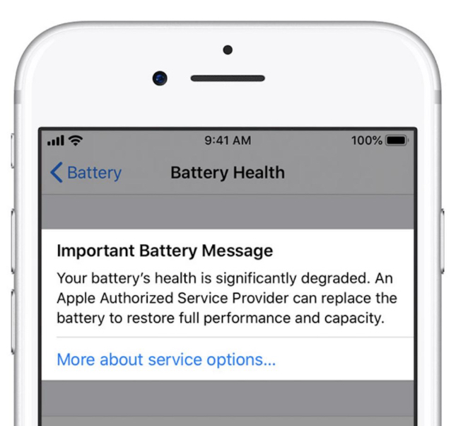 Your battery’s health is significantly degraded message on iPhone