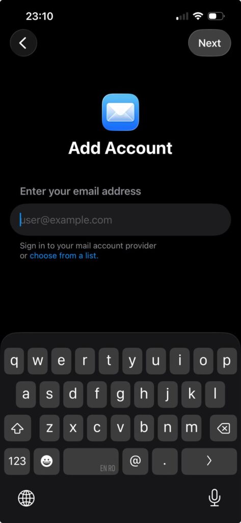 iphone add mail account option