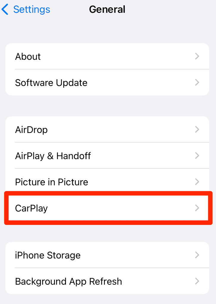 Screen Time settings showing CarPlay toggle