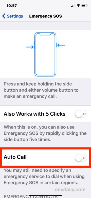 emergency sos settings iphone