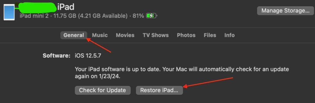 how to reset ipdat using a pc restore ipad function