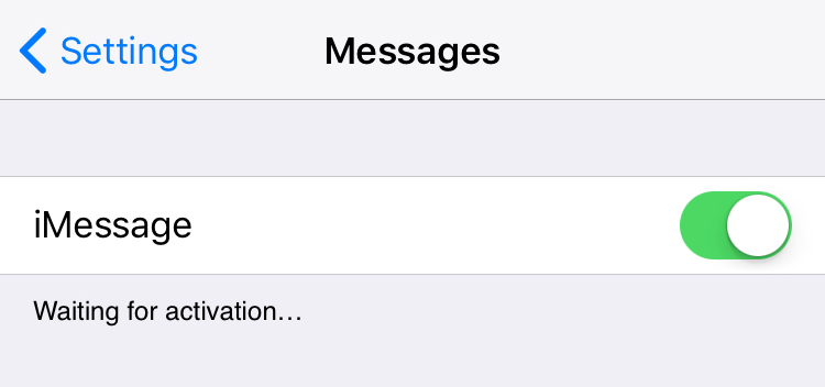 iMessage activation waiting message