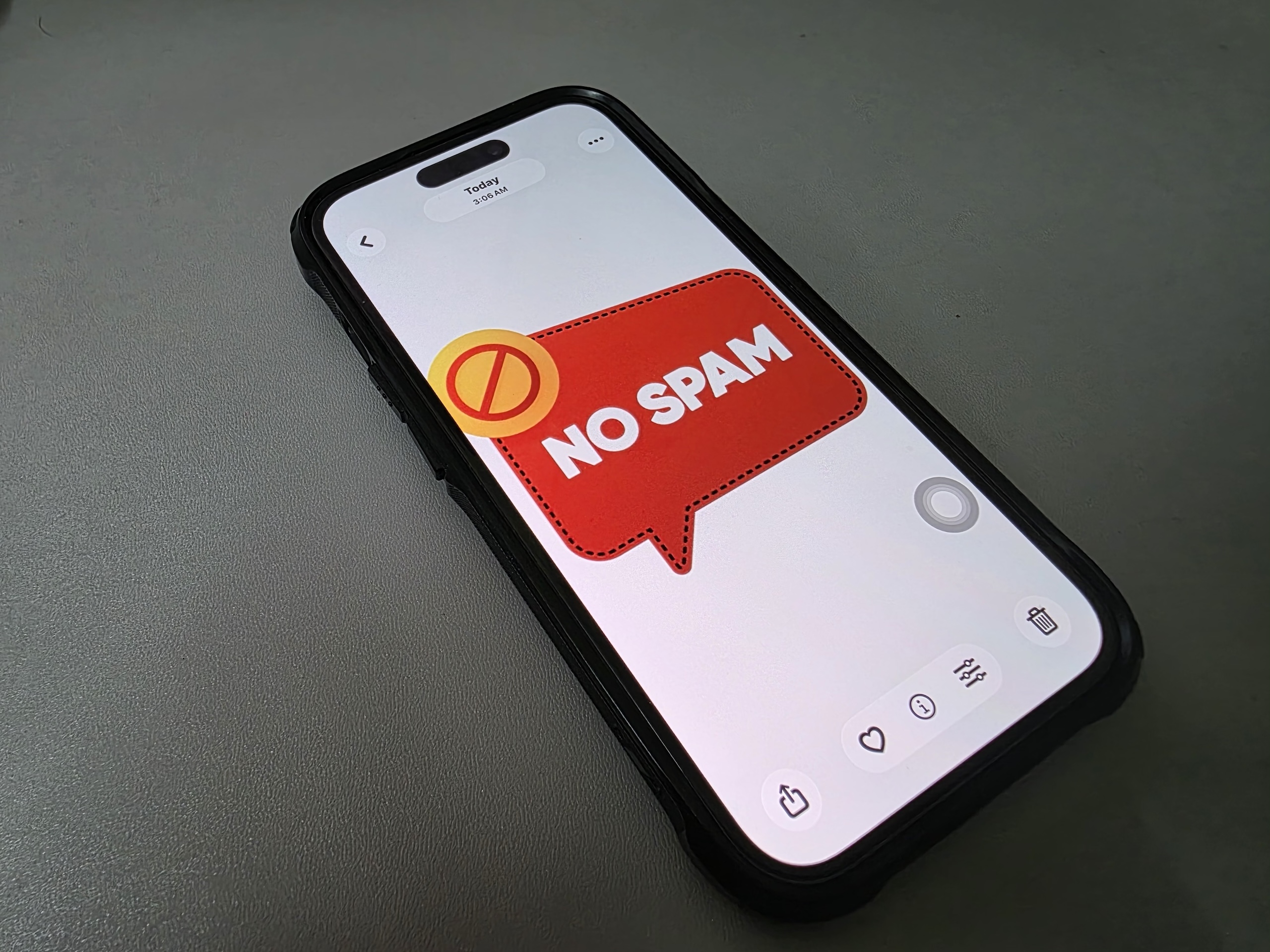 iPhone displaying a no spam call symbol
