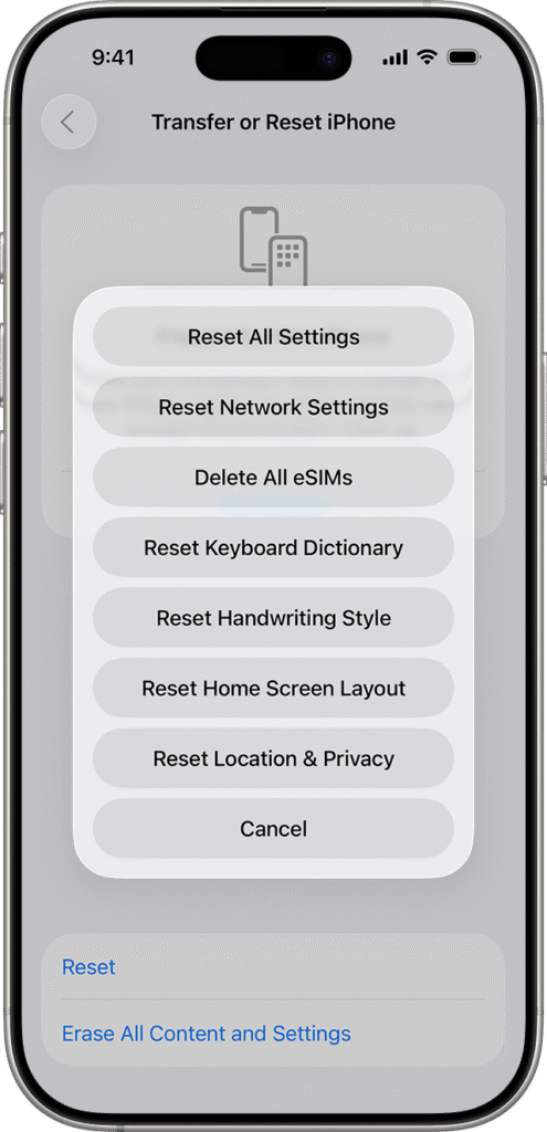 Reset Network Settings