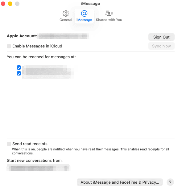 iPad Messages settings showing iMessage activation