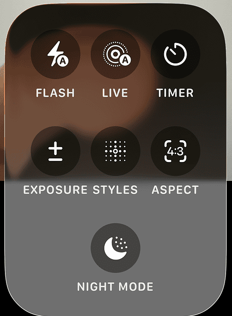 iOS 26 camera quick controls panel