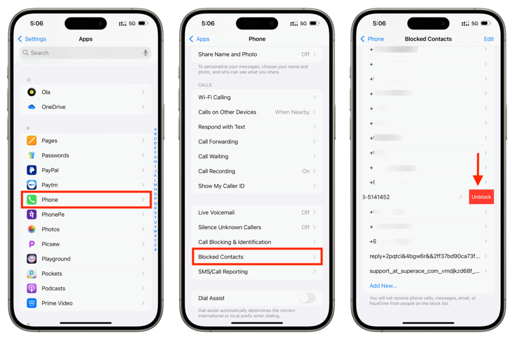check blocked numbers iphone unblock numbers iphone