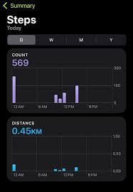 iphone app showing how many steps per day