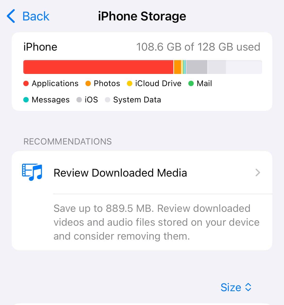 iphone storage screenshot