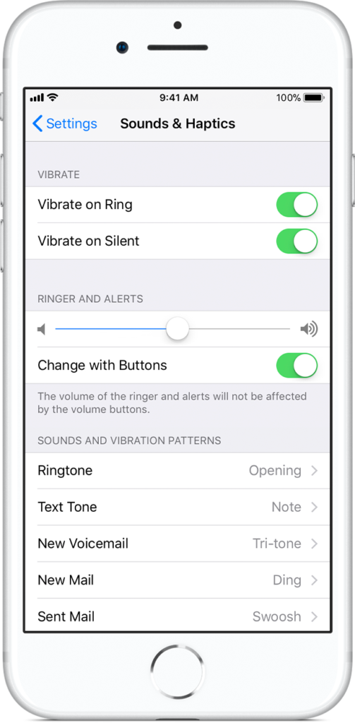 iphone settings ring and alarms