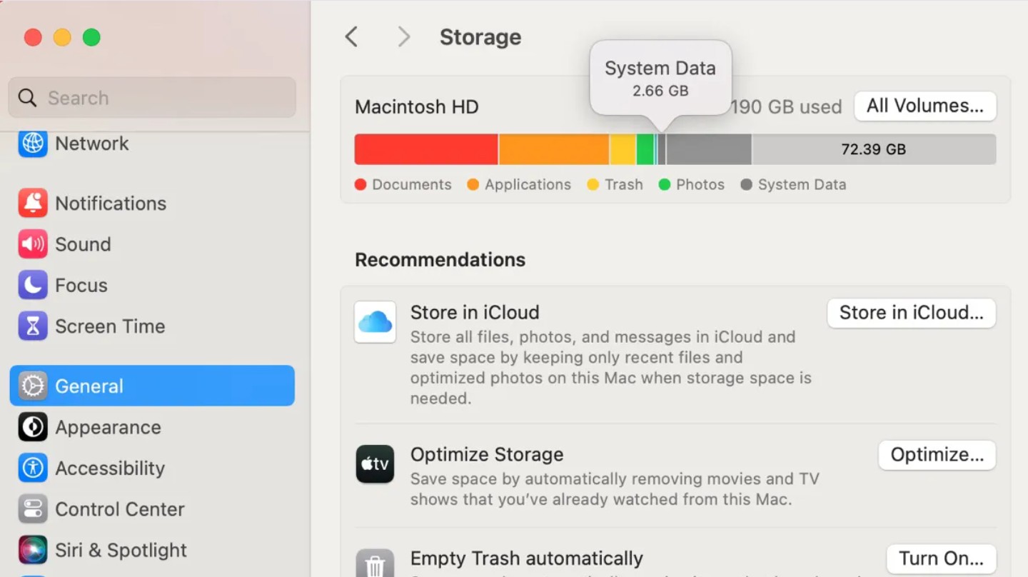 mac os system data large