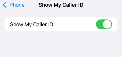 Show My Caller ID setting