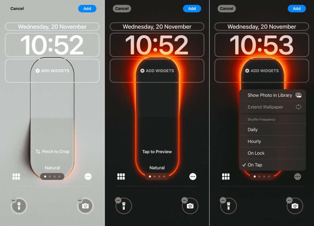iphone screen befire viral light and after viral light