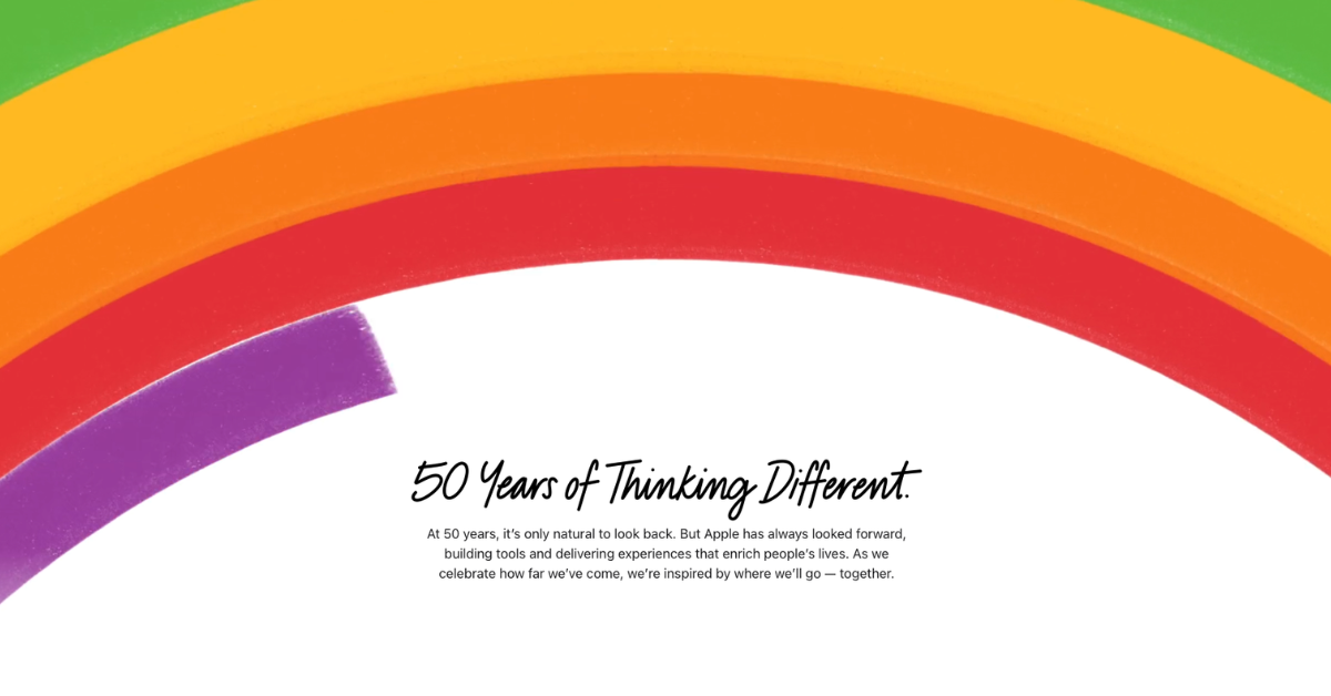 Apple 50th anniversary homepage animation