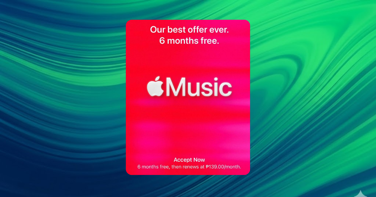 iPhone screen showing 6 months free Apple Music offer