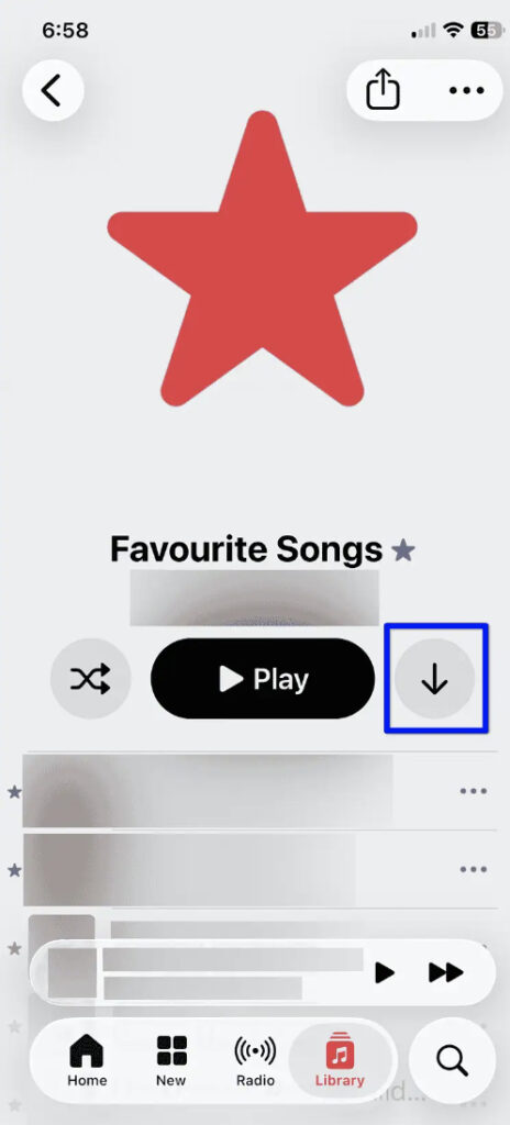 Screenshot showing how to download all your Music on iPhone