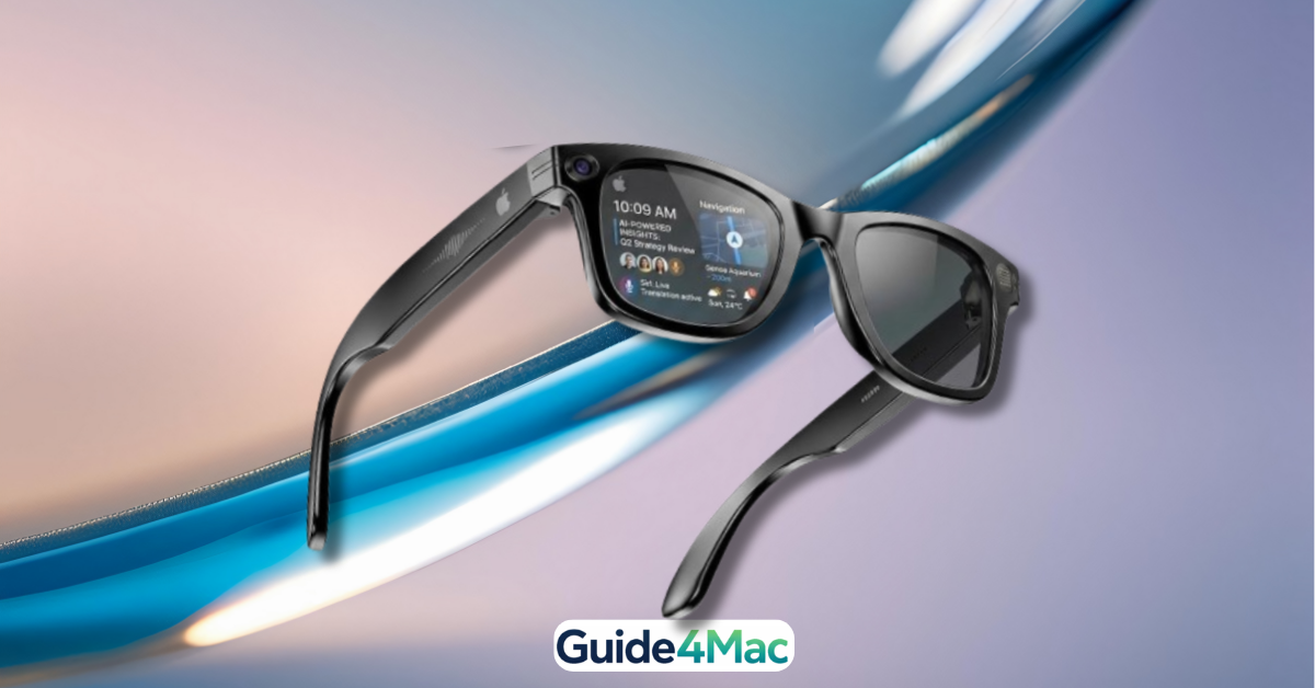 Apple smart glasses concept with augmented reality interface powered by AI