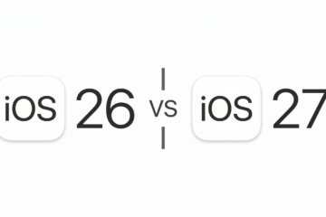 ios 26 vs ios 27 text on a apple white background