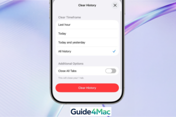 iPhone screen showing Safari browser history with the clear button highlighted